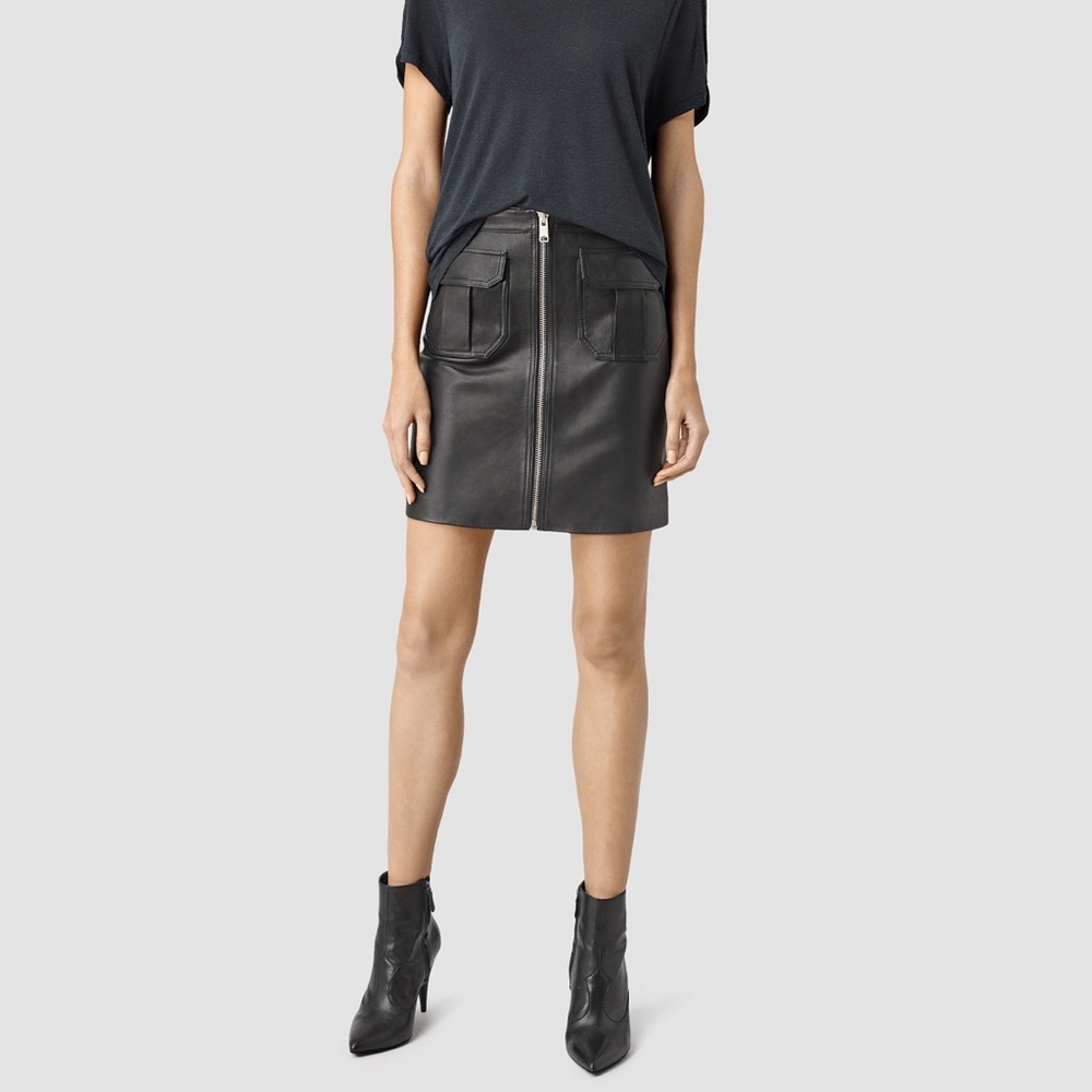 All Saints Taylor Leather Skirt